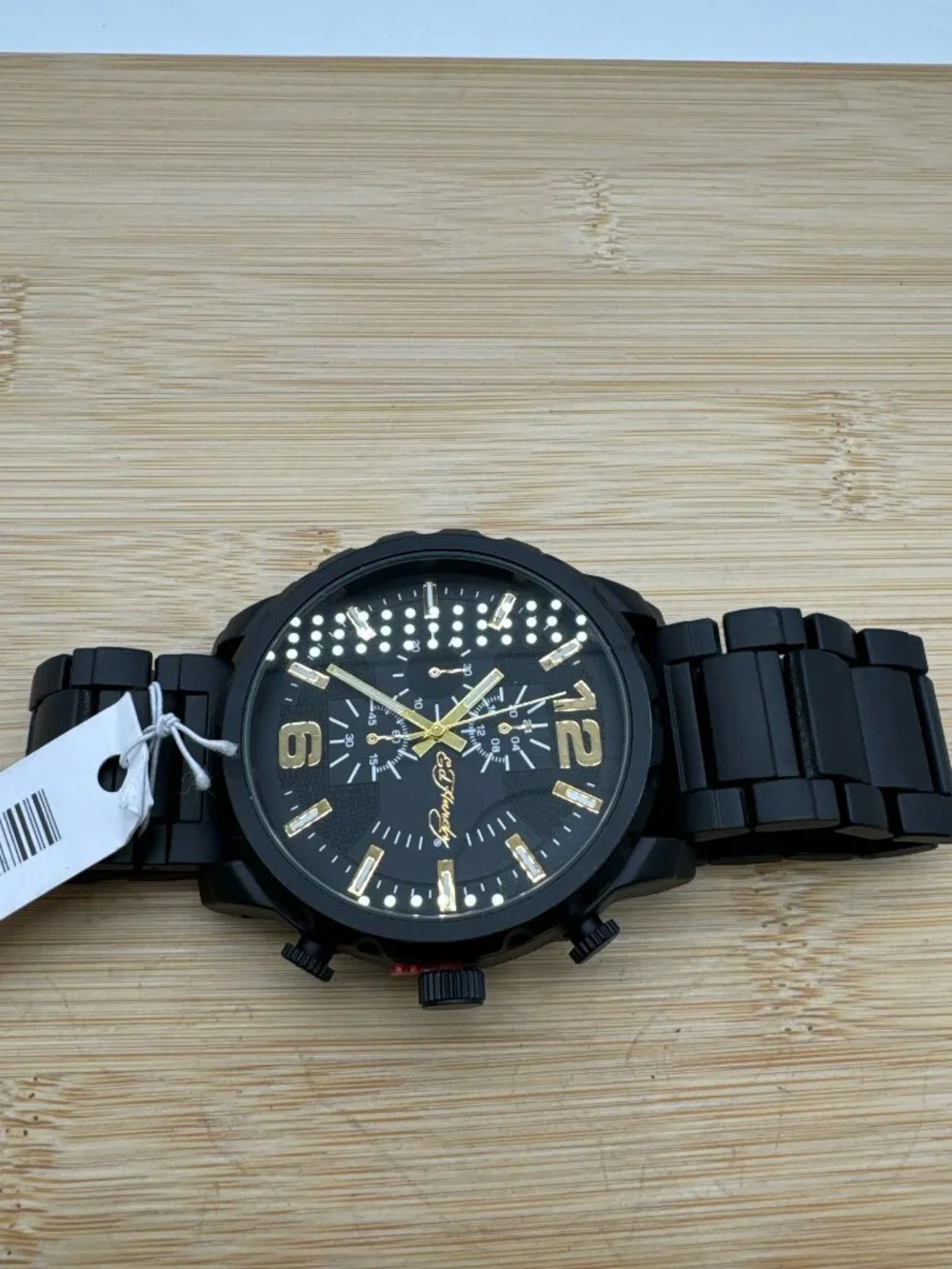Ed Hardy Men's Matte Black Metal Bracelet Watch 50mm Gift Set